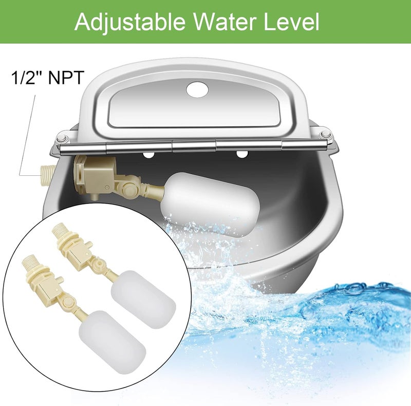 Piwerod Automatic Livestock Water Bowl-304 Stainless Steel Water Bowl with Dual Float Valves, 39 inch Water Hose, Quick Hose Connector, Pet & Livestock Drinking Trough for Dogs, Horses, Cattle, Goats - Image 2